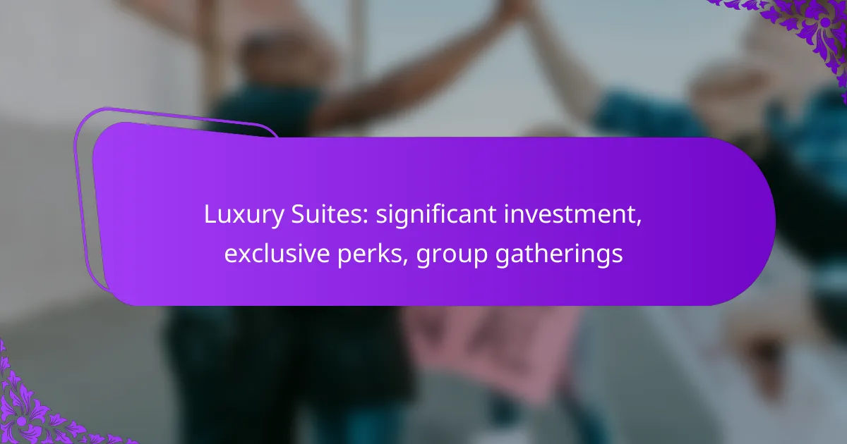 Luxury Suites: significant investment, exclusive perks, group gatherings