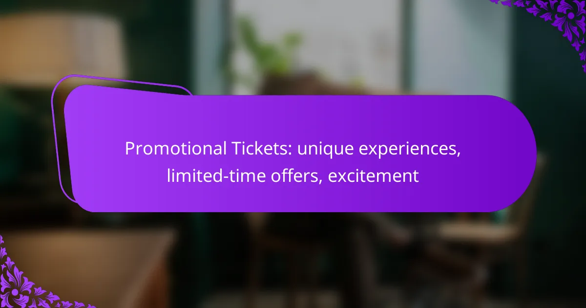 Promotional Tickets: unique experiences, limited-time offers, excitement