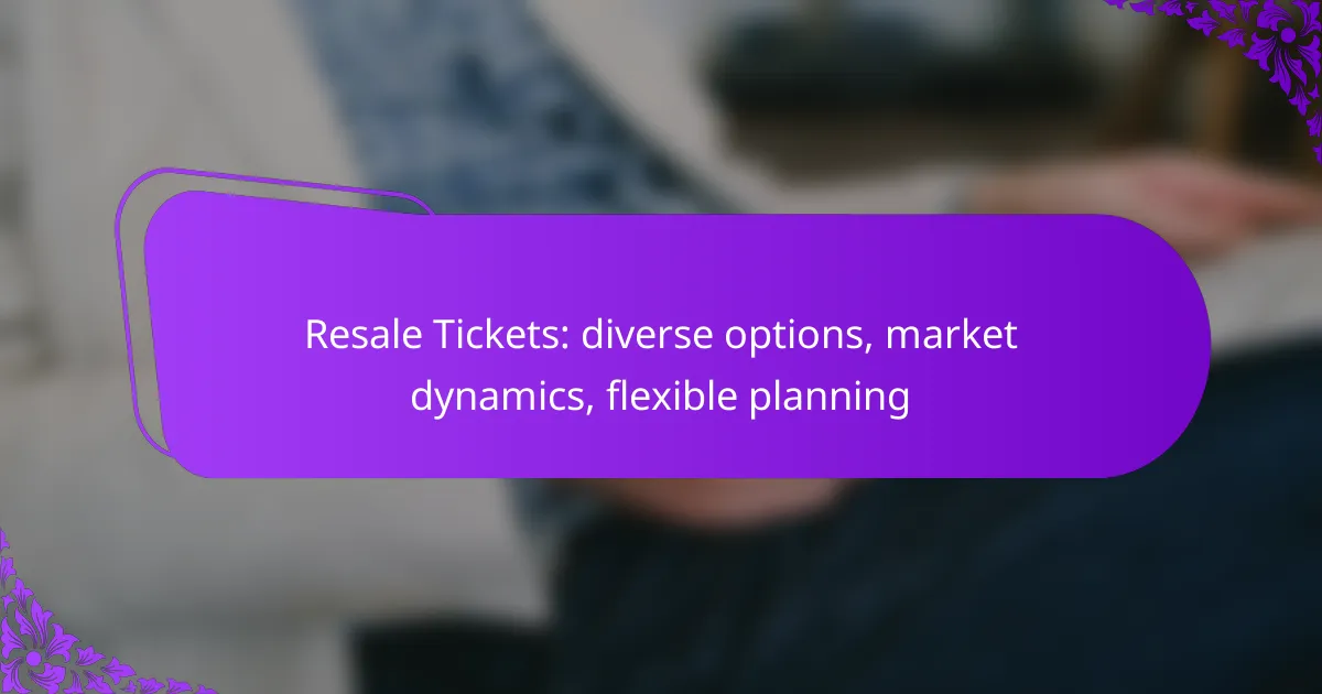 Resale Tickets: diverse options, market dynamics, flexible planning