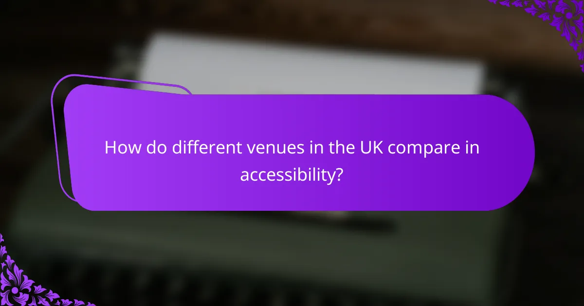 How do different venues in the UK compare in accessibility?
